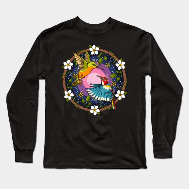 Ayahuasca Hummingbirds Long Sleeve T-Shirt by underheaven